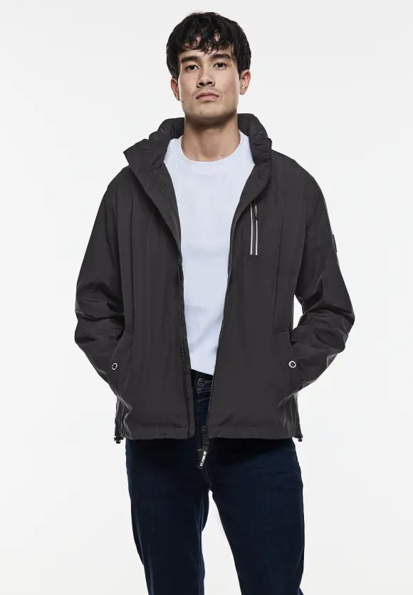 Windbreaker in Unifarbe - limousine black