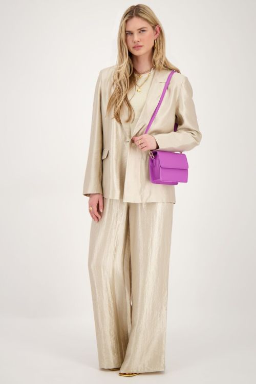 Beige blazer satijnen look