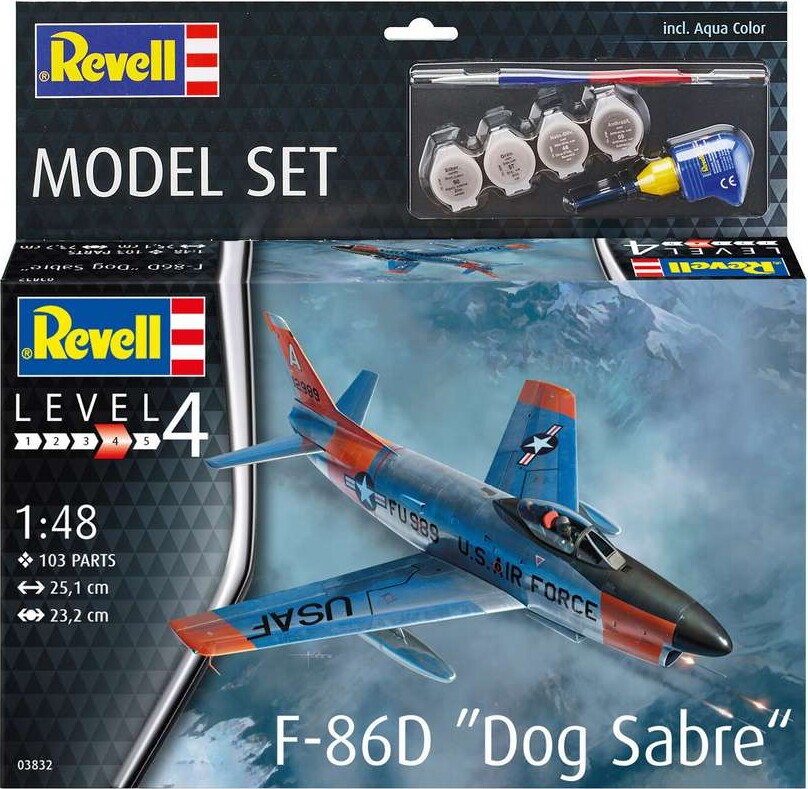 Revell - F-86D Sabre Dog Modelfly Byggesæt - 1:48 - Level 4 - 63832