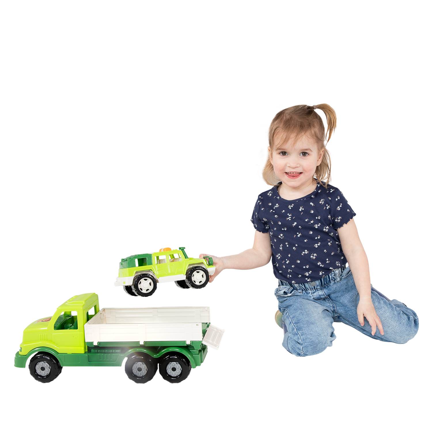 Cavallino XL Torpedo Vrachtwagen met Survival Jeep Groen, 44,5cm