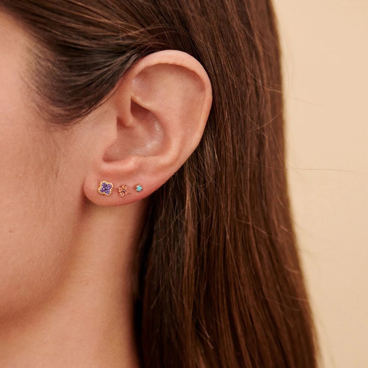 Set de trois piercing Agatha argent oxydesligne Flowery