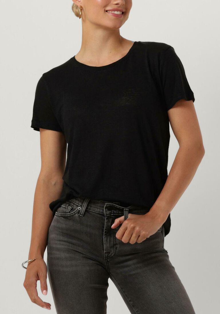 zwarte second female t-shirt peony o neck tee