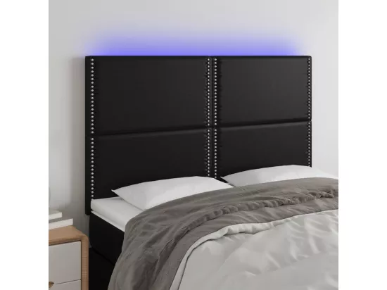 Tête de lit à LED Noir 144x5x118/128 cm Similicuir
