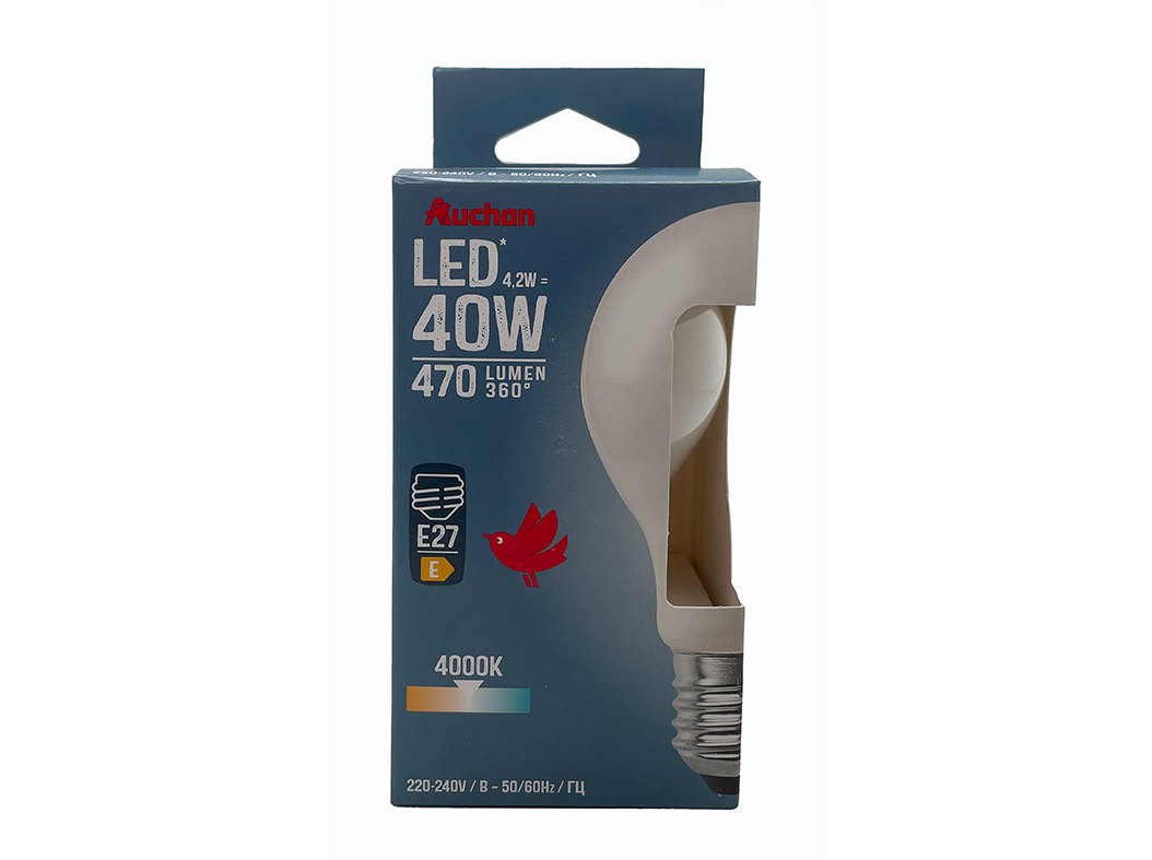 LÂMPADA LED AUCHAN E27 40W LUZ BRANCA