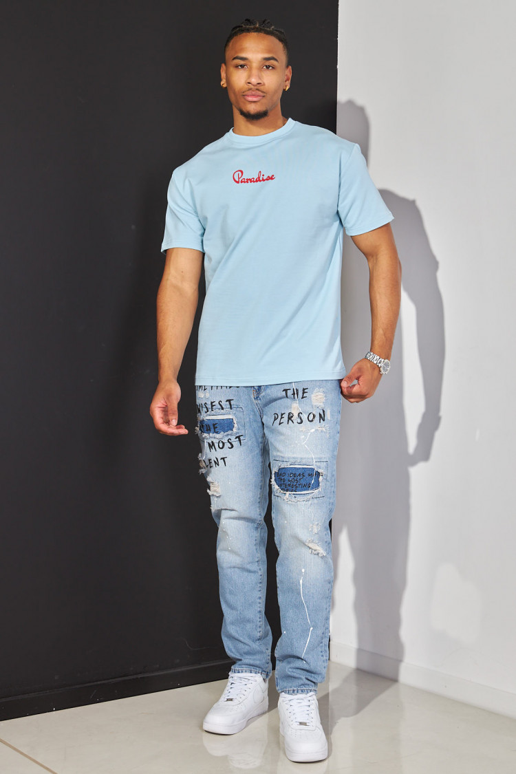 T-shirt bleu ciel paradise
