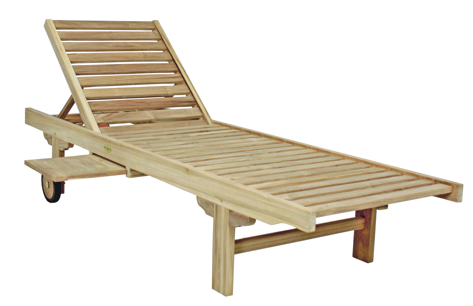Sonnenliege SOLO - natur - Teak Massivholz - mit Ablage