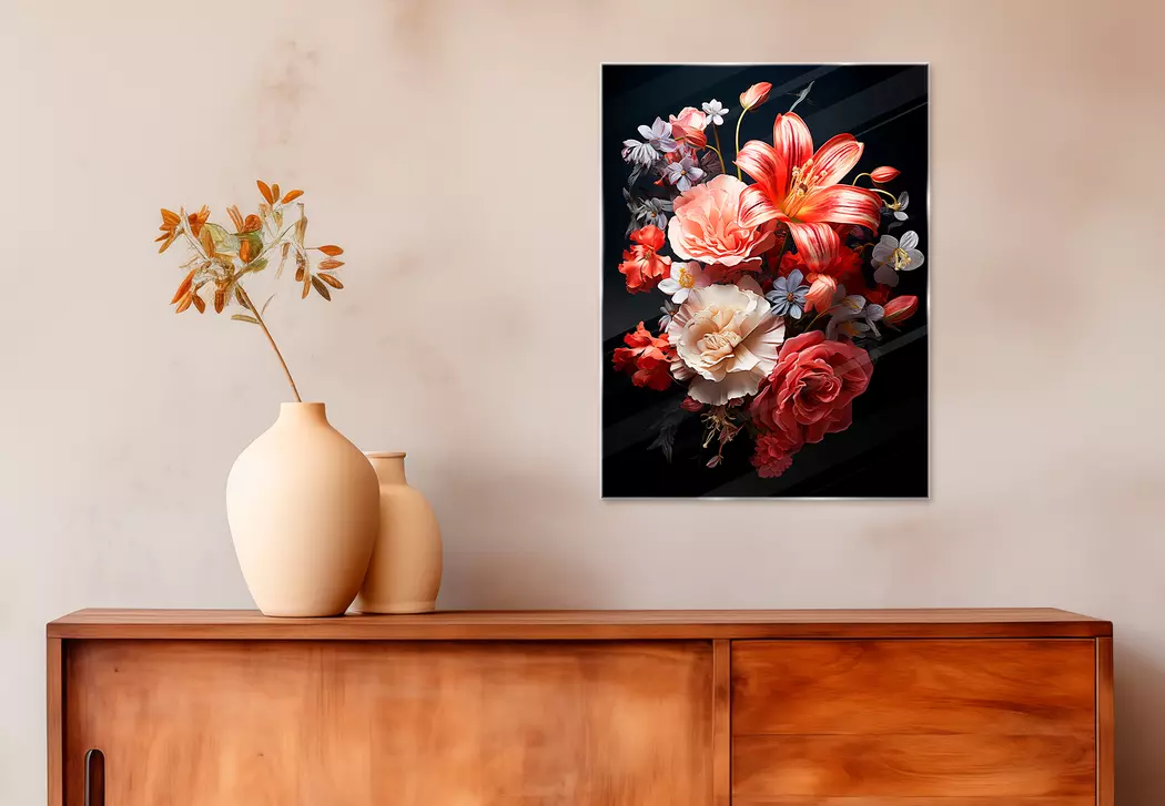 Glasbild 30 x 40 cm Colourful Bouquet I