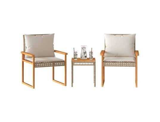 LES TENDANCES - Ensemble table et chaises de jardin-beige-2 places-518820