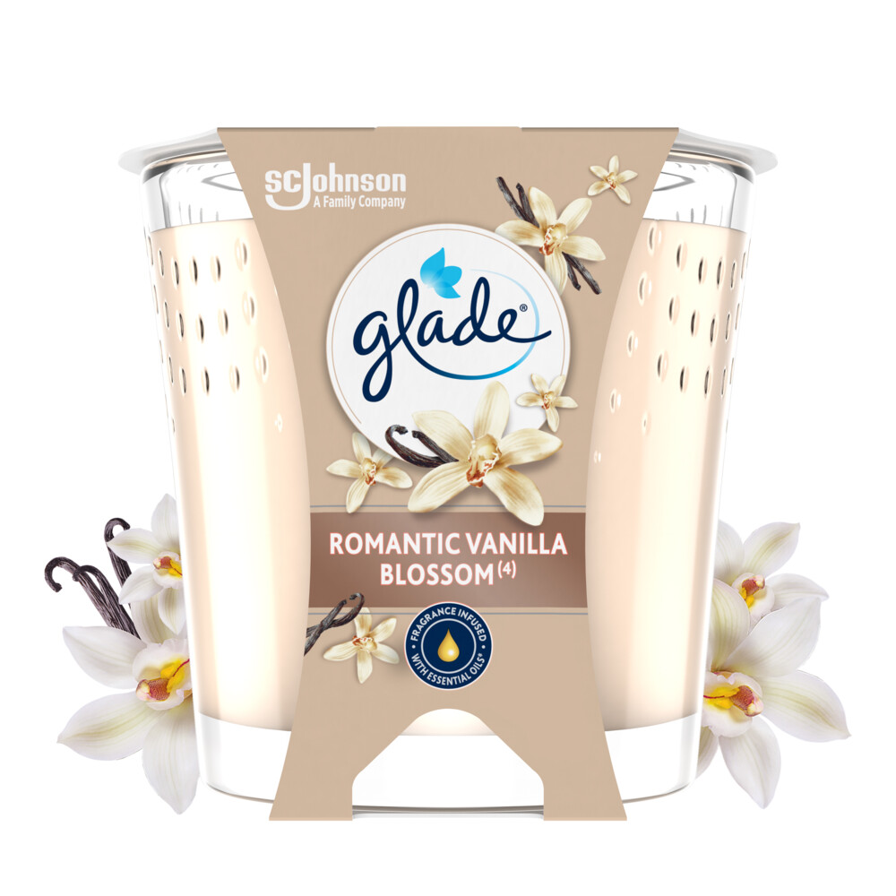 Glade Vegan Geurkaars Romantic Vanilla Blossom 100% Raapzaadwax112 gr