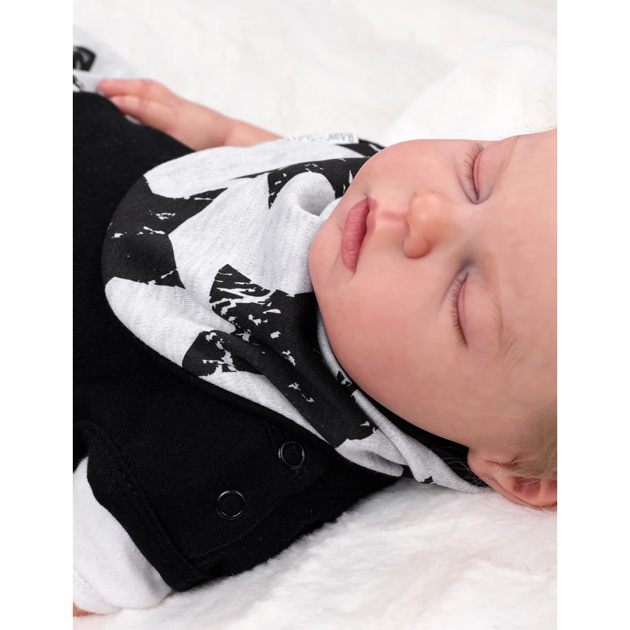Baby Sweets 2tlg Set Strampler + Halstuch Lieblingsstücke Sterne schwarz grau