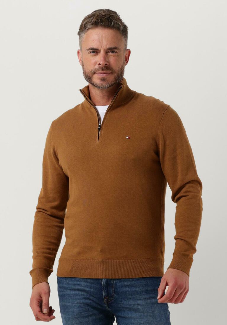 TOMMY HILFIGER camel tommy hilfiger trui pima org ctn cashmere zip mock