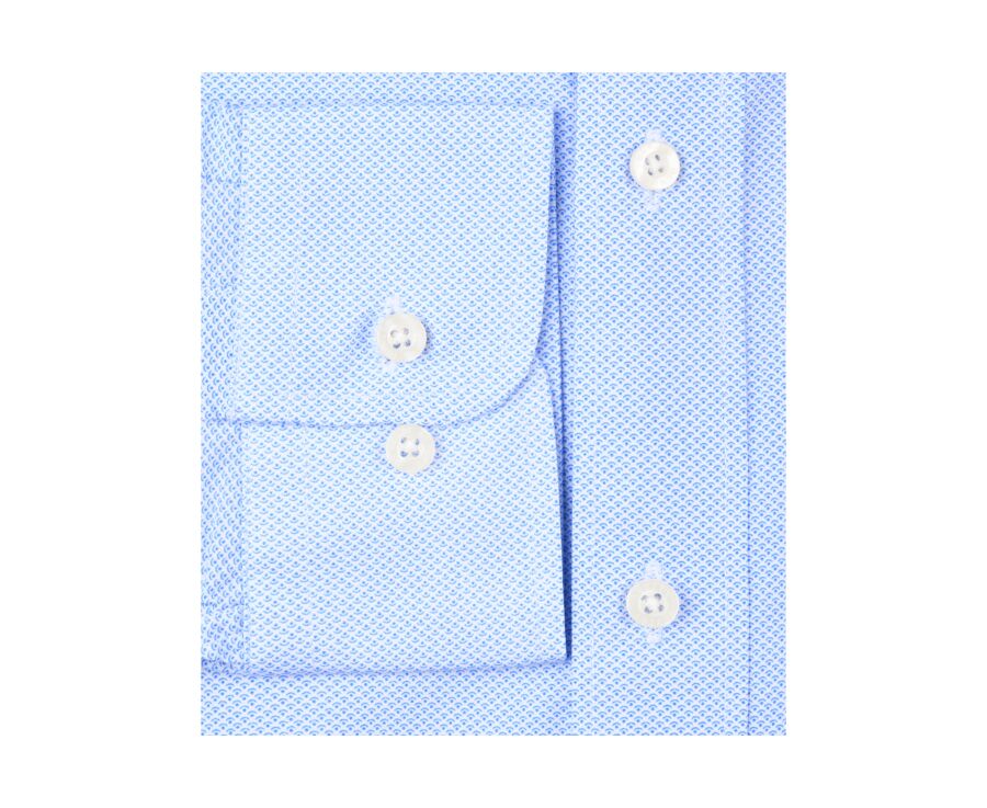 Chemise blanche imprimée motifs bleus - Col français - NESTOR