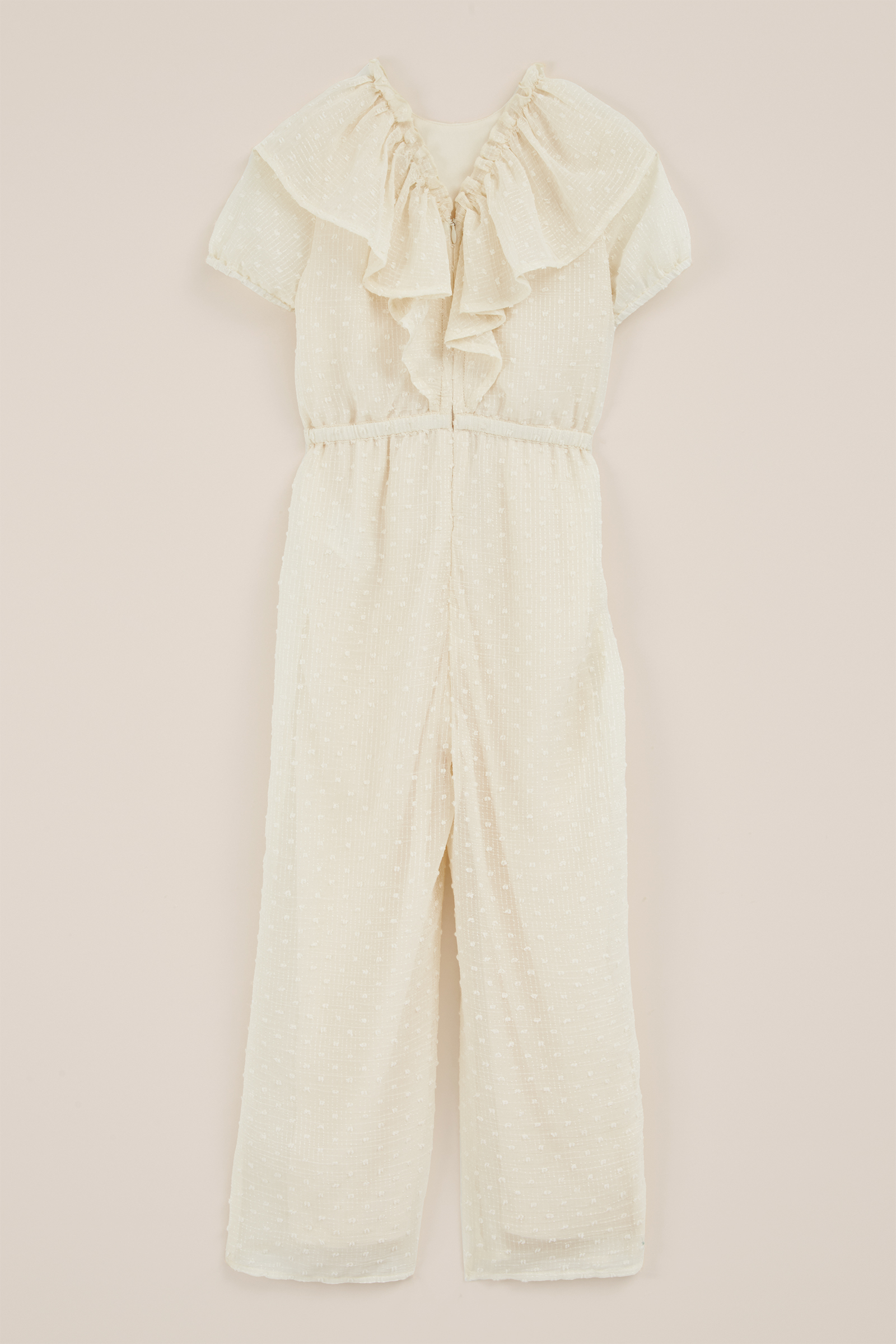 Meisjes jumpsuit met glittergaren WE Fashion Gebroken wit