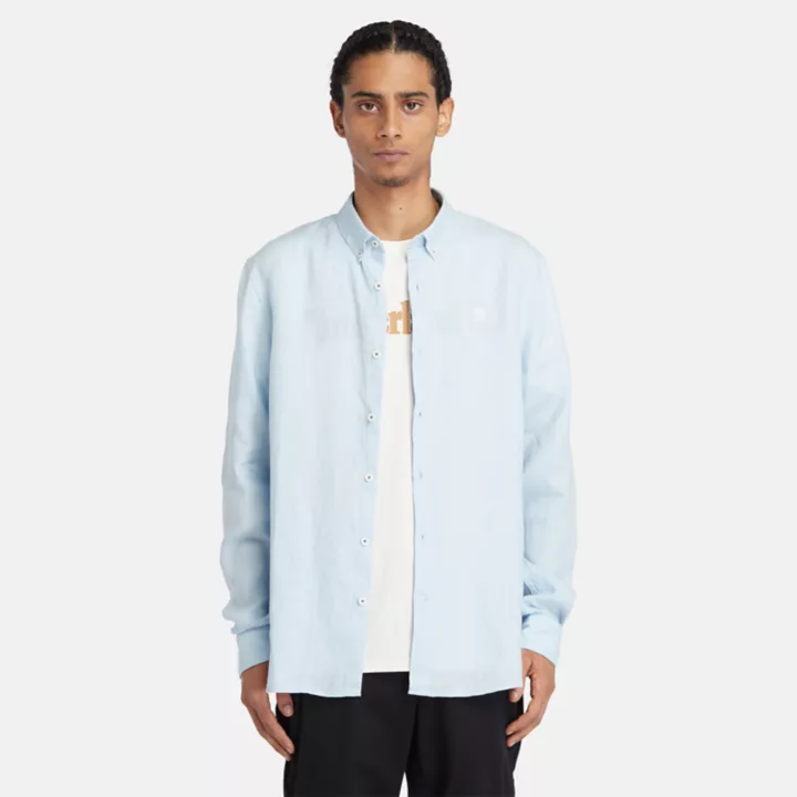 Chemise en lin Mill Brook pour homme en bleu clair