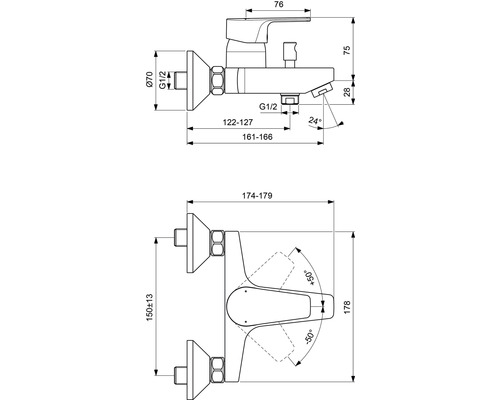 Ideal Standard ESLA chromen badkraan BC229AA
