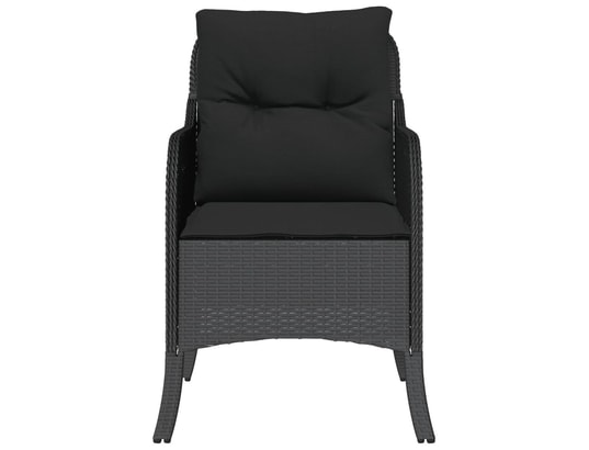 VIDAXL - Chaises de jardin avec coussins 2 pcs noir résine tressée