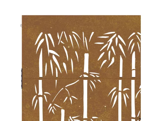 Portail de jardin 105x180 cm acier corten design de bambou