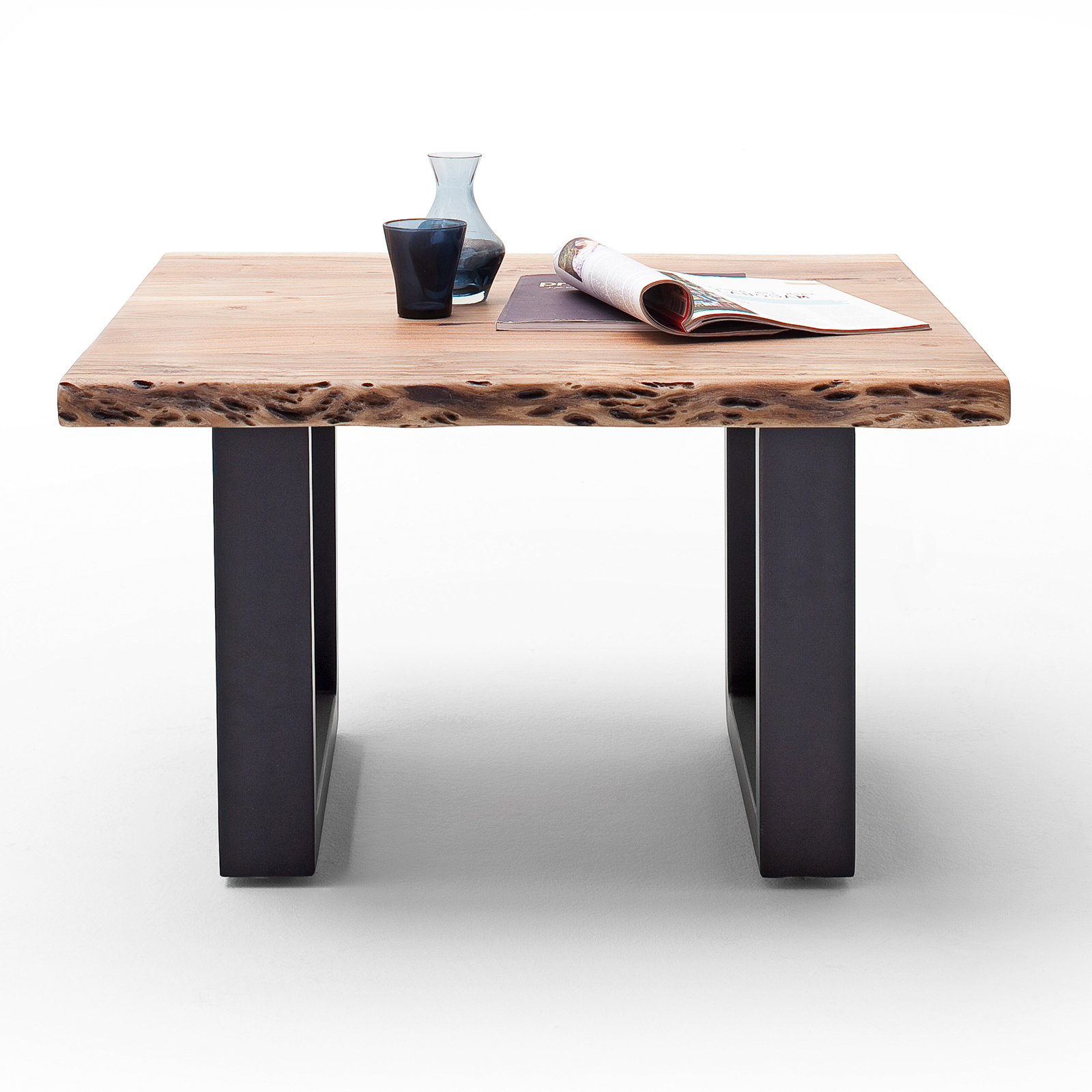 Couchtisch CARTAGENA - Akazie natur-anthrazit - U-Gestell - 75x75 cm