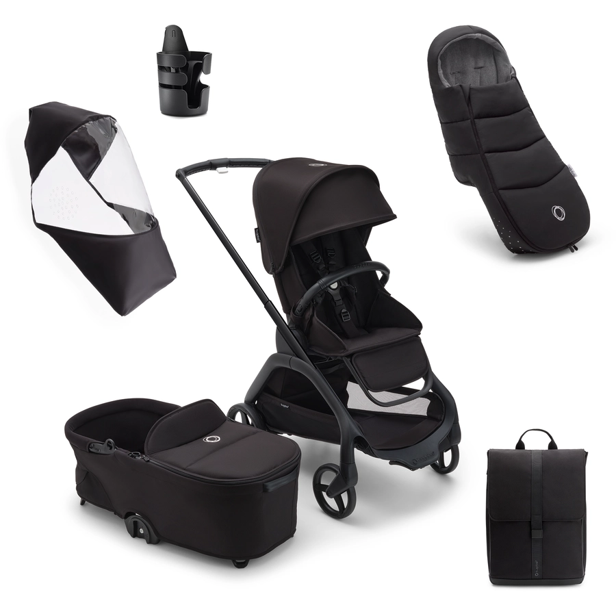 bugaboo Kinderwagen Dragonfly Complete BlackMidnight Black, Essential Bundle