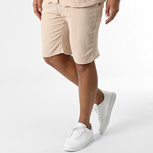 Ensemble Chemise Manches Courtes Et Short Beige