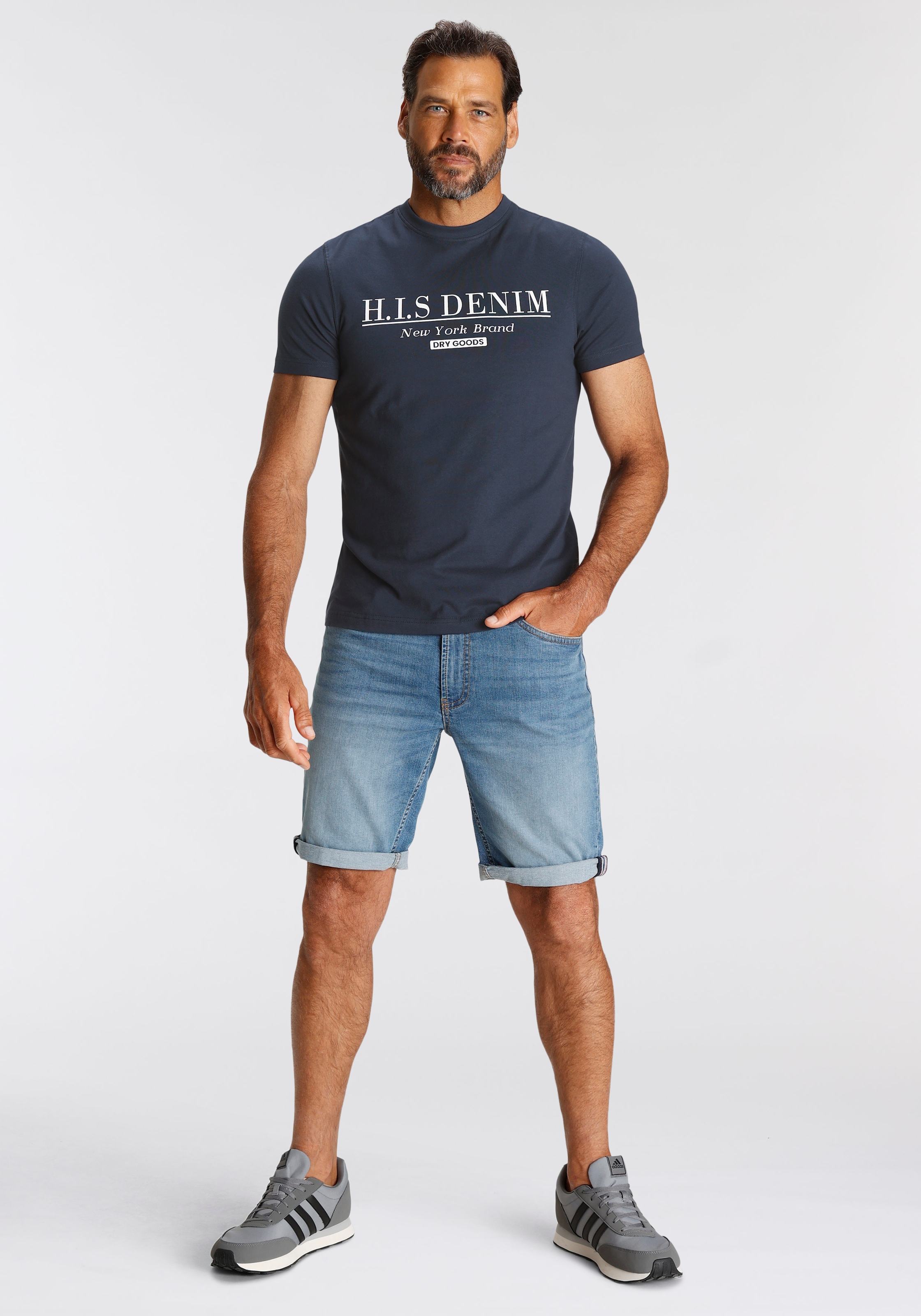 H.I.S T-Shirt , schmale Passform,  bedrucktes Design,  Rundhalsausschnitt