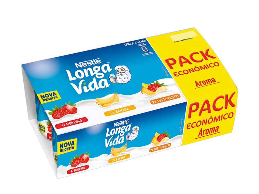 IOGURTE LONGA VIDA AROMA PACK ECONÓMICO 3 SABORES 8X120G