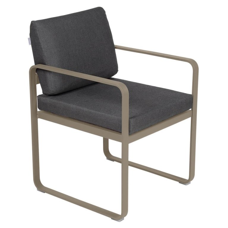 Fermob Bellevie Dining Armchair tuinstoel kussen antraciet Nutmeg