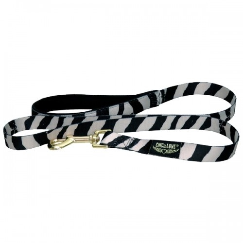 Coleira Love Zebra para cães, preta e branca.