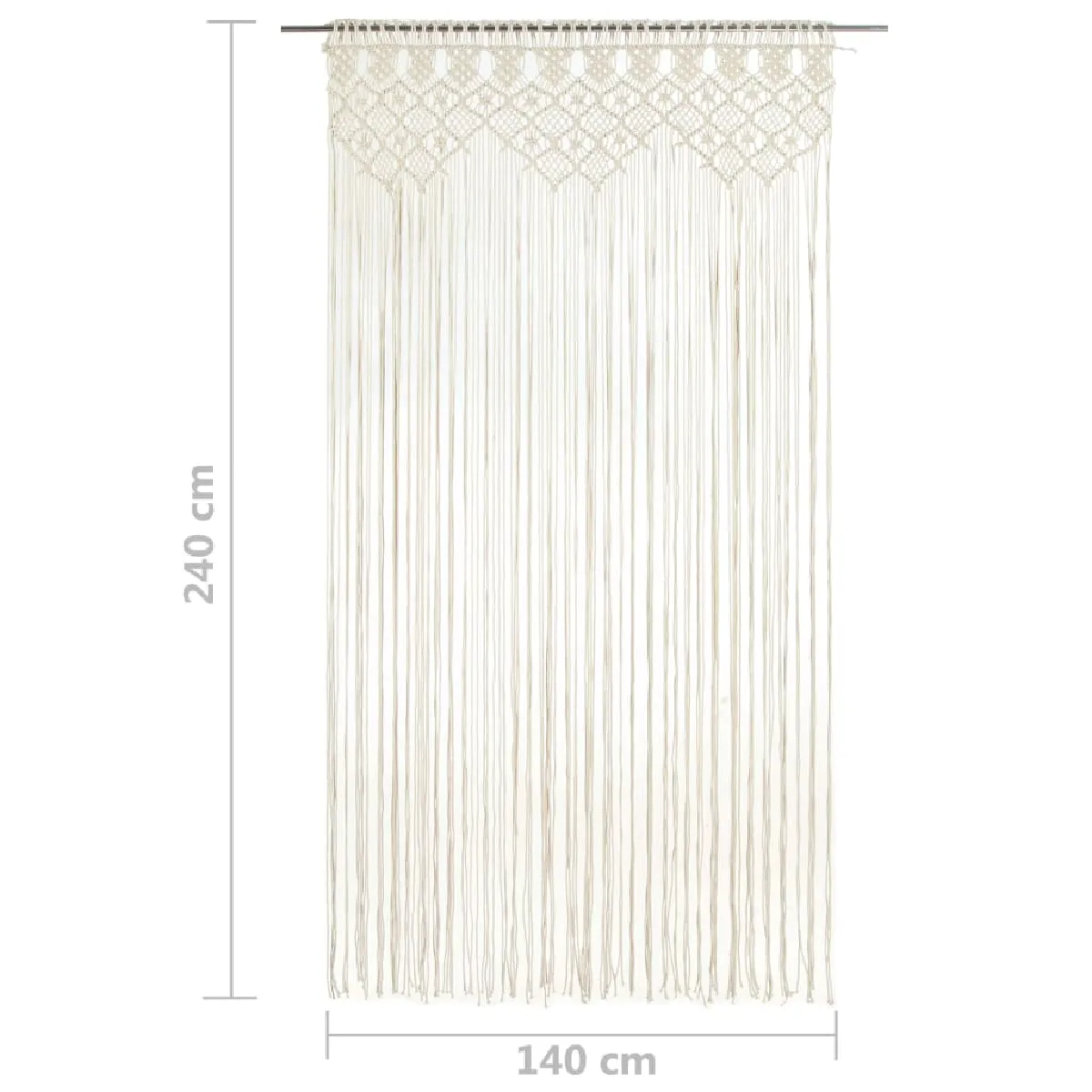 vidaXL Rideau en Macramé - Crème