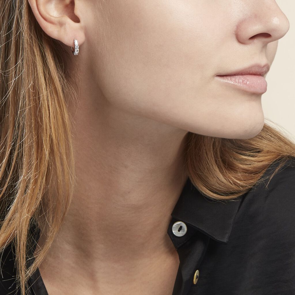 Créoles Argent Blanc Derren Oxydes De Zirconium