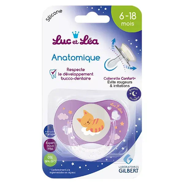 Pirulito noturno anatômico Luc and Léa com anel para gatos de até 6 meses