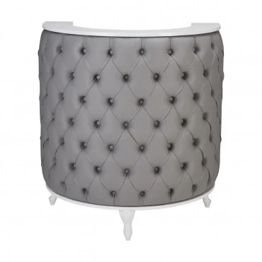 Caisse ROYAL I Arrondie Matelassée avec Boutons Structure Blanc Mat