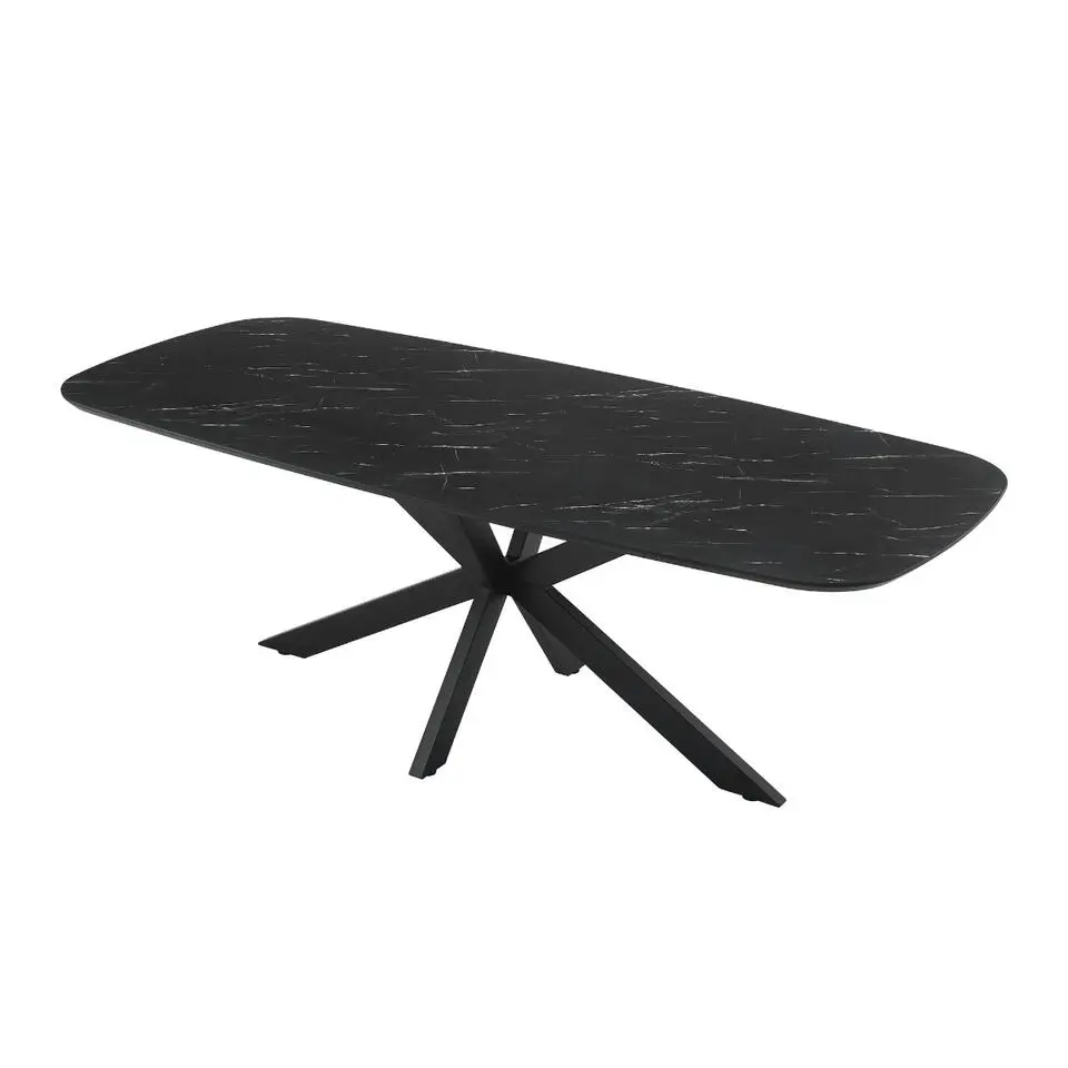 Eettafel Deens Ovaal - Zwart Hout - 220x100x76cm - Marco