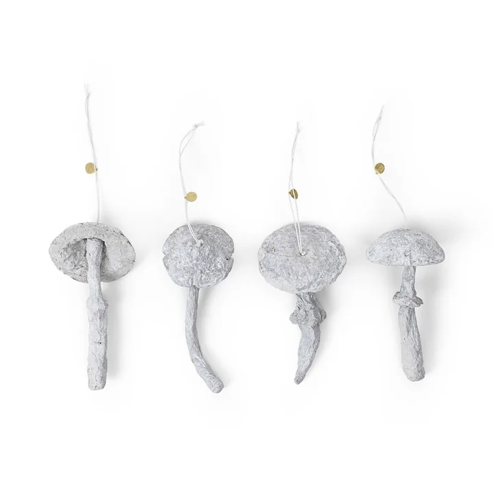 Ferm Living - Mushroom Ornament, faded weiss (4er-Set)