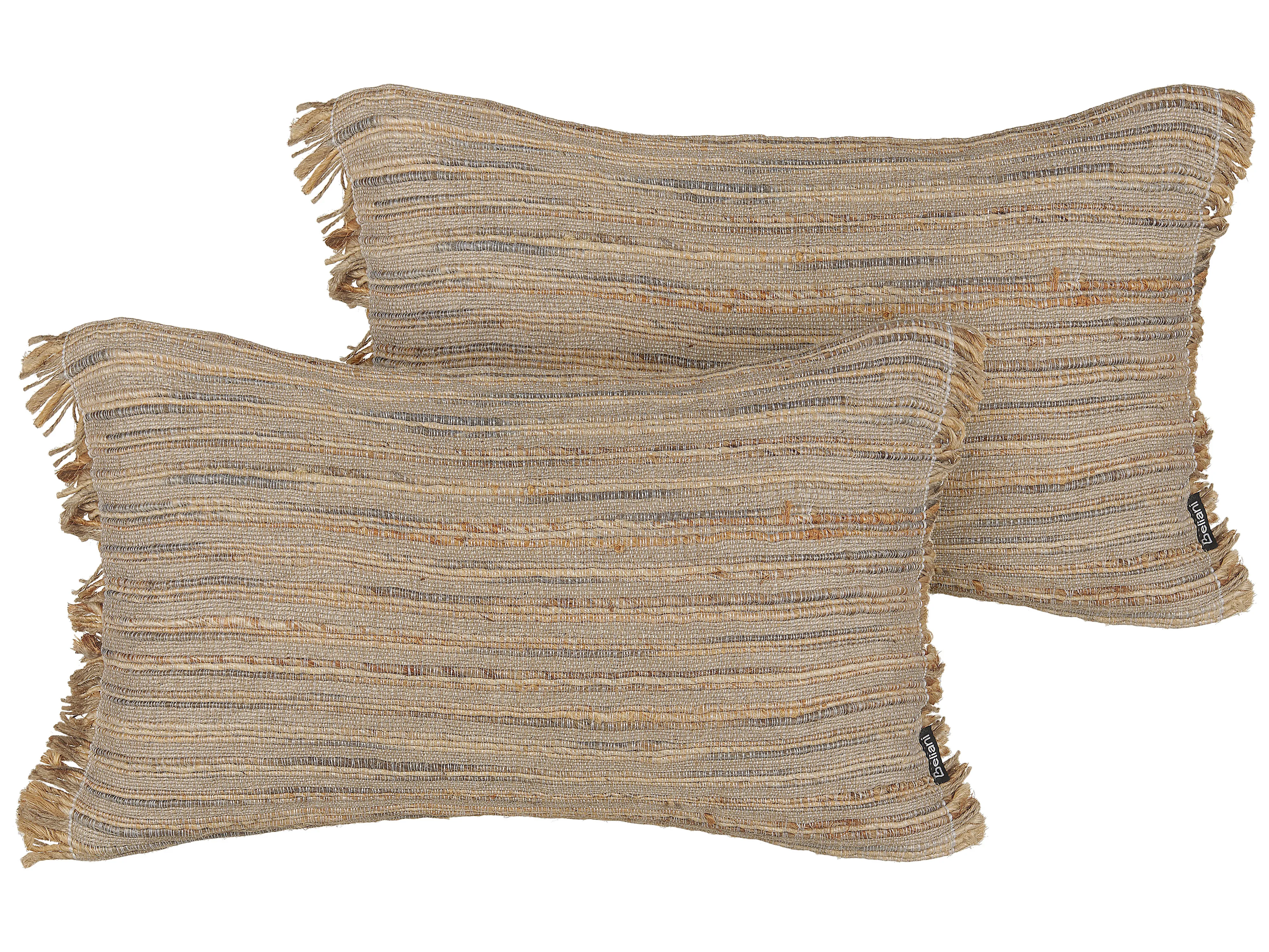 Sierkussen LEDUM Jute 30 x 50 cm Beige gestreept