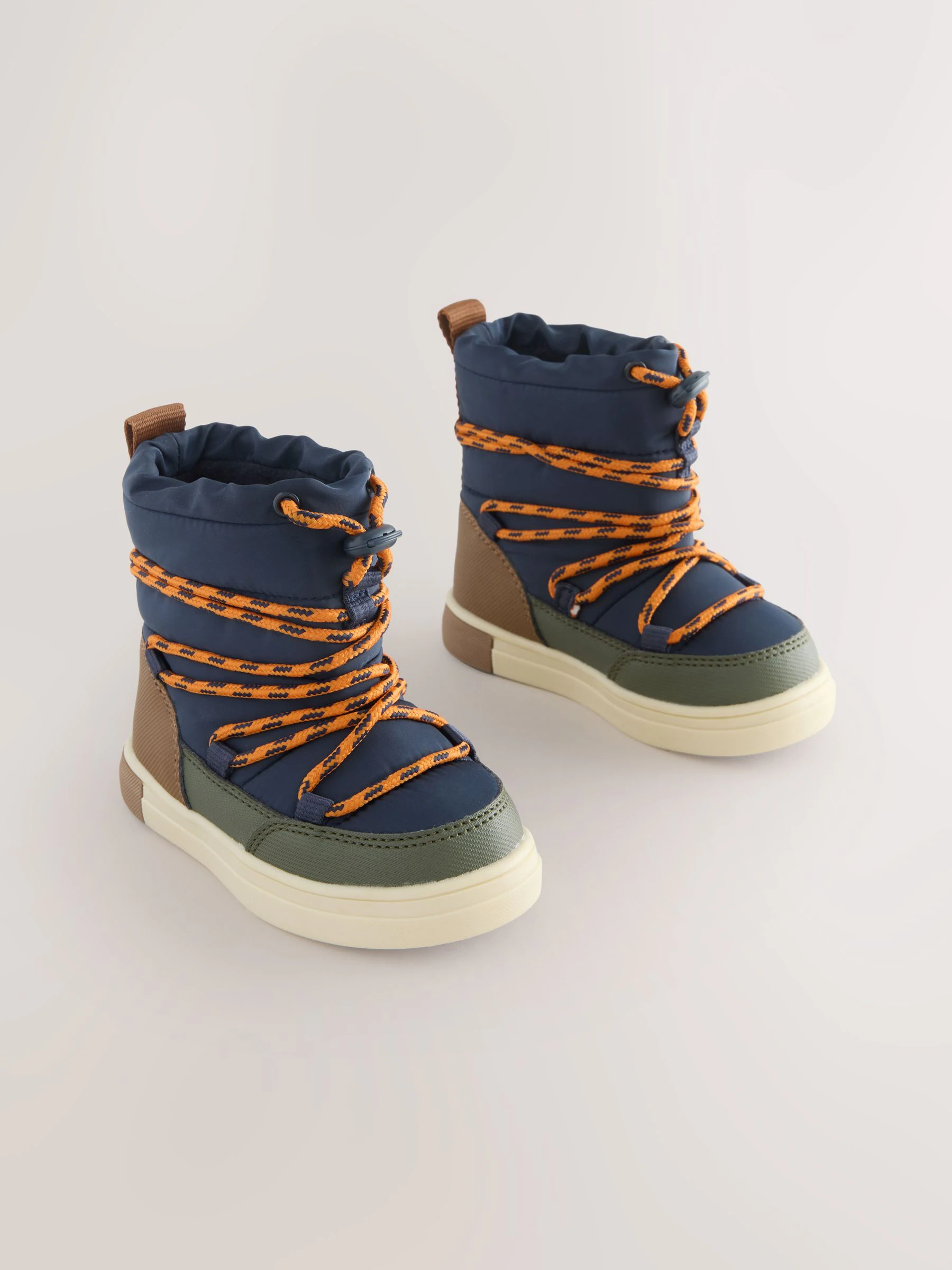 Marineblauw/kaki - Thermal Thinsulate™ gevoerde doorgestikte waterbestendige laarzen