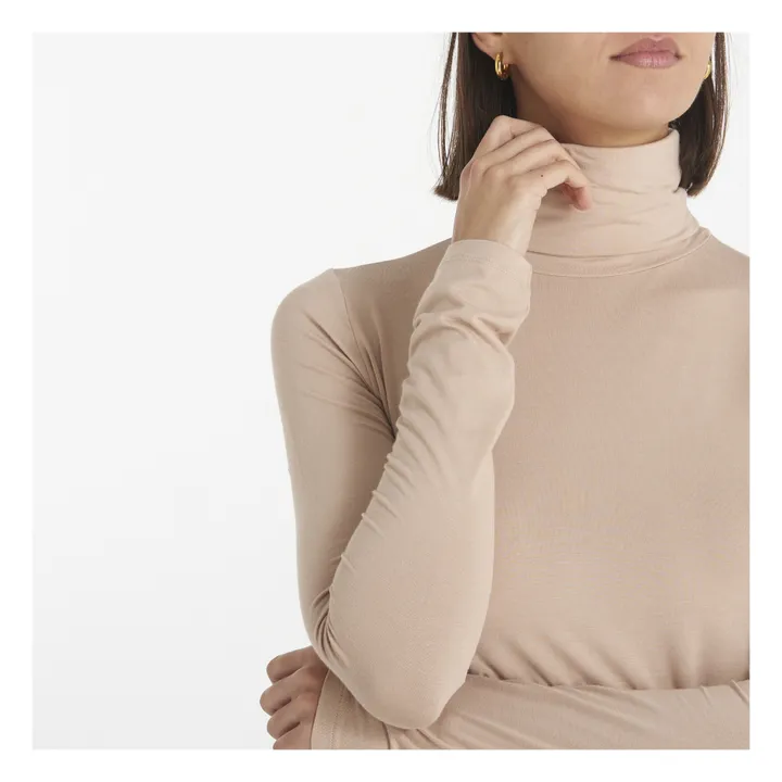 Baserange Col Roulé Bamboo Jersey | Beige Nude