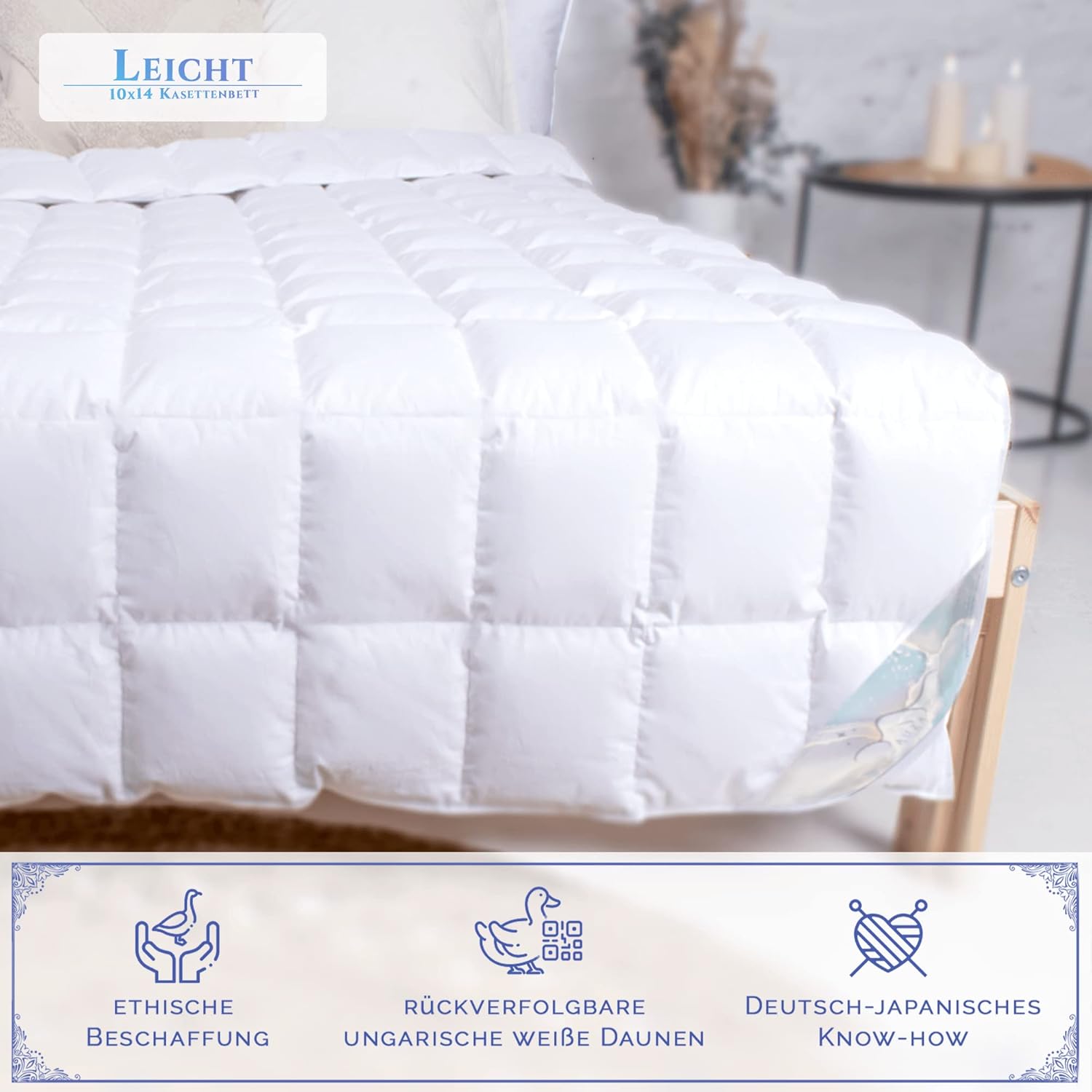 Aura® Luxus Sommer Daunendecke 135x200 cm leicht | Luxe 90% ungarische Gänsedaunen Klasse I | Baumwolle Oeko-TEX® Standard 100 | Allergikergeeignet Sommer Bettdecke