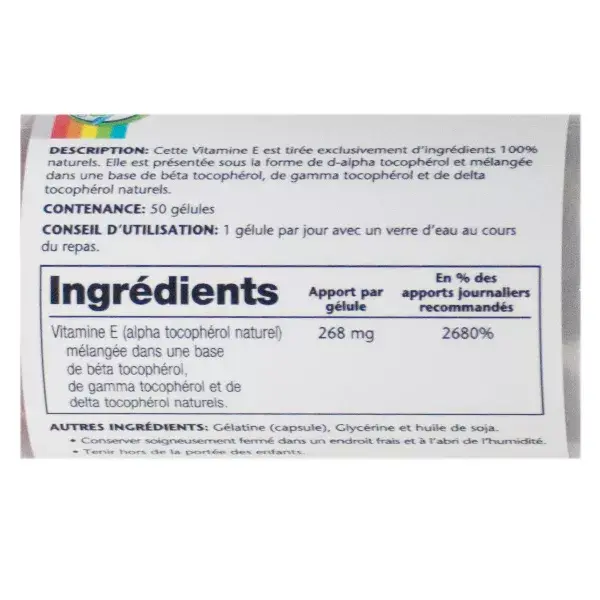 Solaray Vitamina E 400 UI 268 mg 50 cápsulas moles