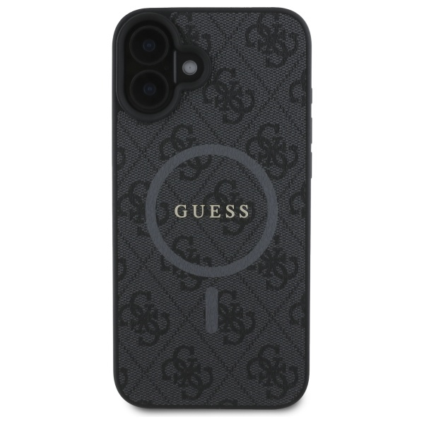 iPhone 16 MagSafe Leder Hardcase Hülle 4G Ring Classic Logo (GUHMP16SG4GFRK) - Schwarz