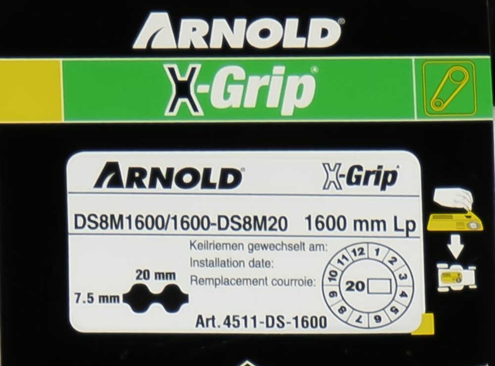 Courroie dentée trapézoïdale x-grip de type 20ds8m1600