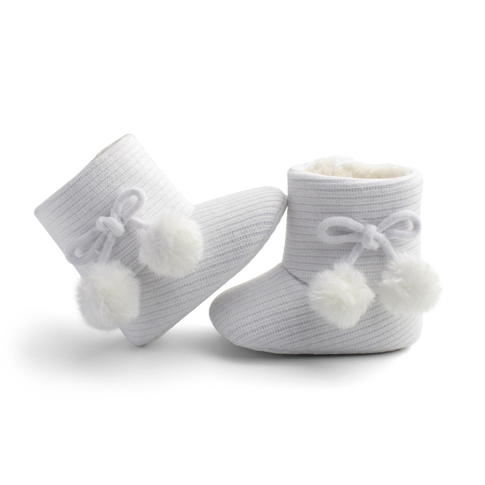 (Gr. 20-22) Baby Winter Boots Warme Kuschel Schuhe mit Anti-Rutsch Sohle - Weiss