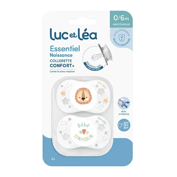 Chupetas anatômicas Luc et Léa Essential 2 para recém-nascidos prematuros de 0 a 2 meses