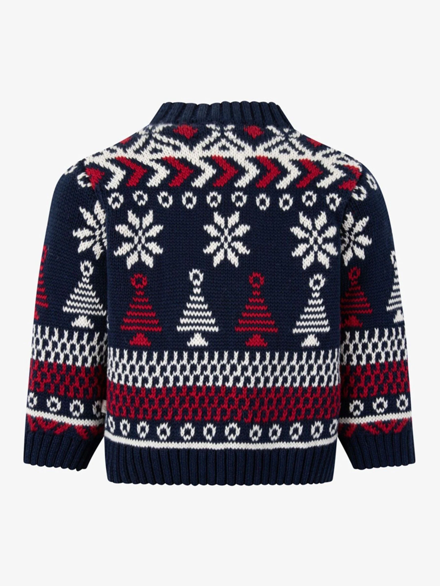 The Little Tailor Baby Blauwe Kerstmis veelkleurige Fairisle Katoenen Trui