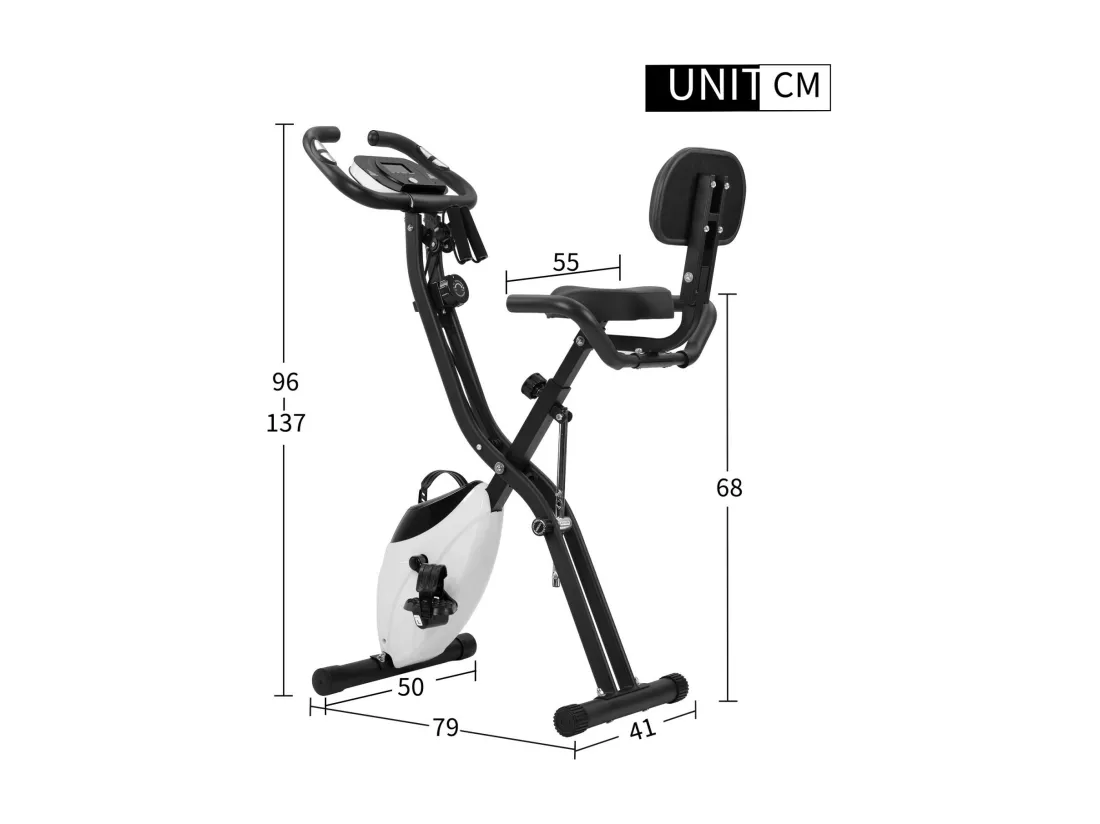 Vélo de fitness pliable magnétique, avec écran LCD, 10 niveaux de résistance magnétique, charge max 120kg