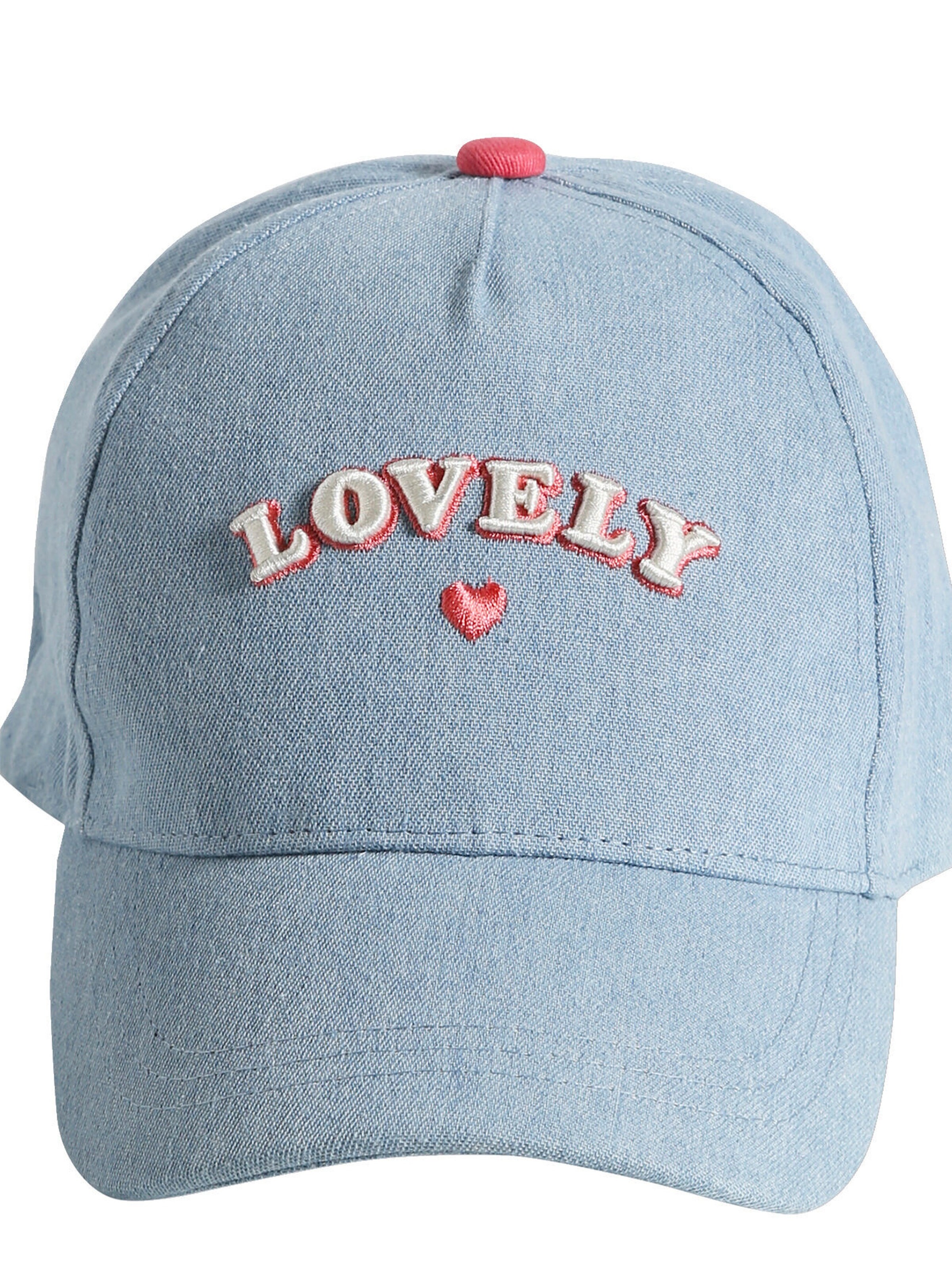 Vertbaudet Mädchen Jeans-Cap mit Schriftzug jeansblau