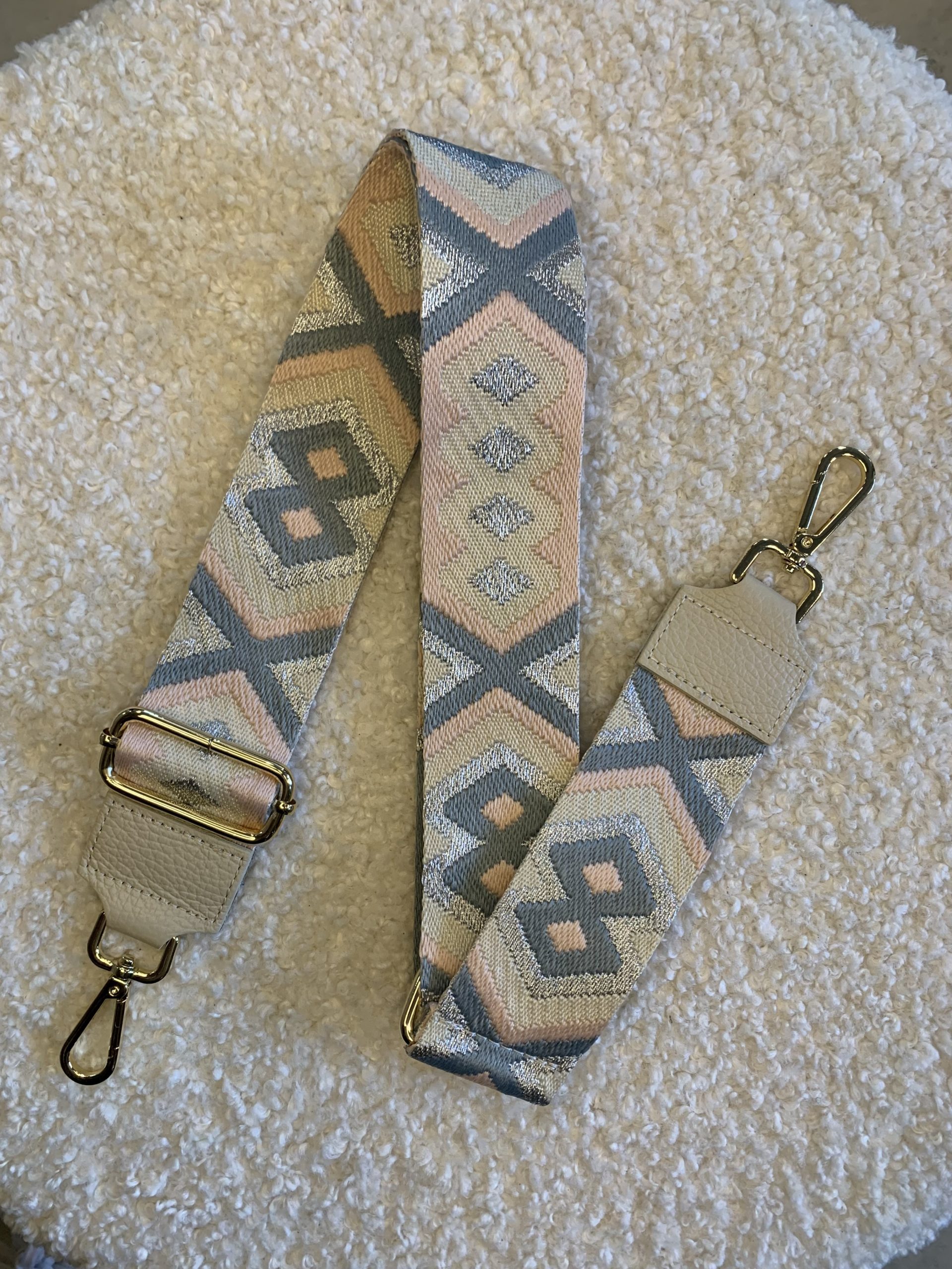 Bag Strap - Aztec Blauw/Roze - Goud