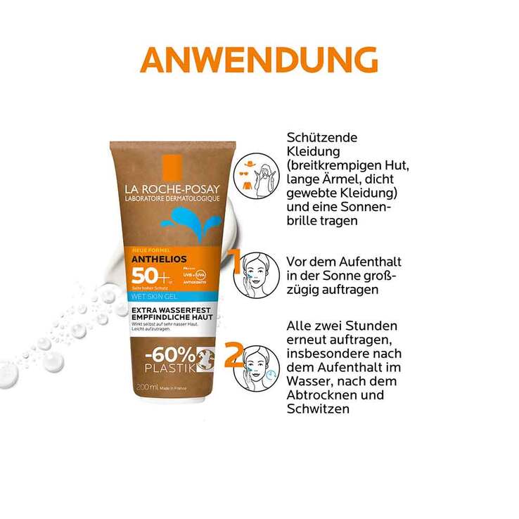 La Roche-Posay Anthelios Wet Skin Gel LSF 50 +, 2x200 ml