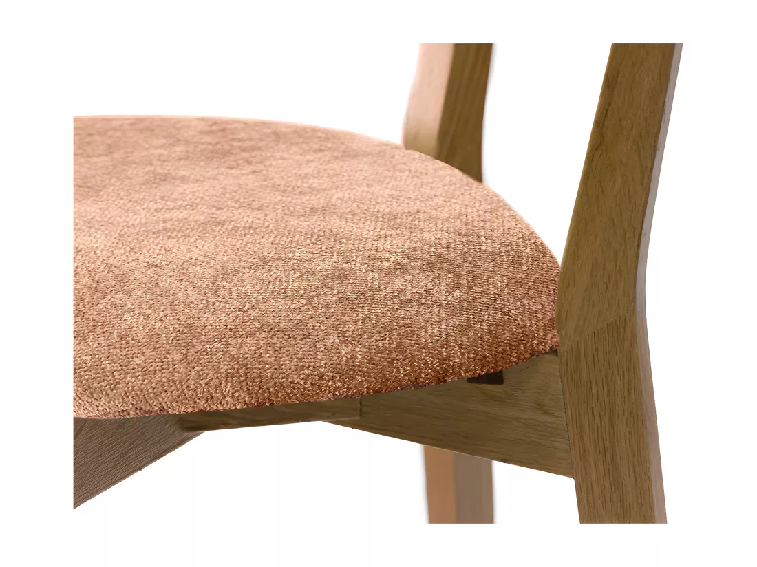 Tabourets de bar en bois clair chêne et tissu effet velours terracotta H65 cm (lot de 2) LUCIA