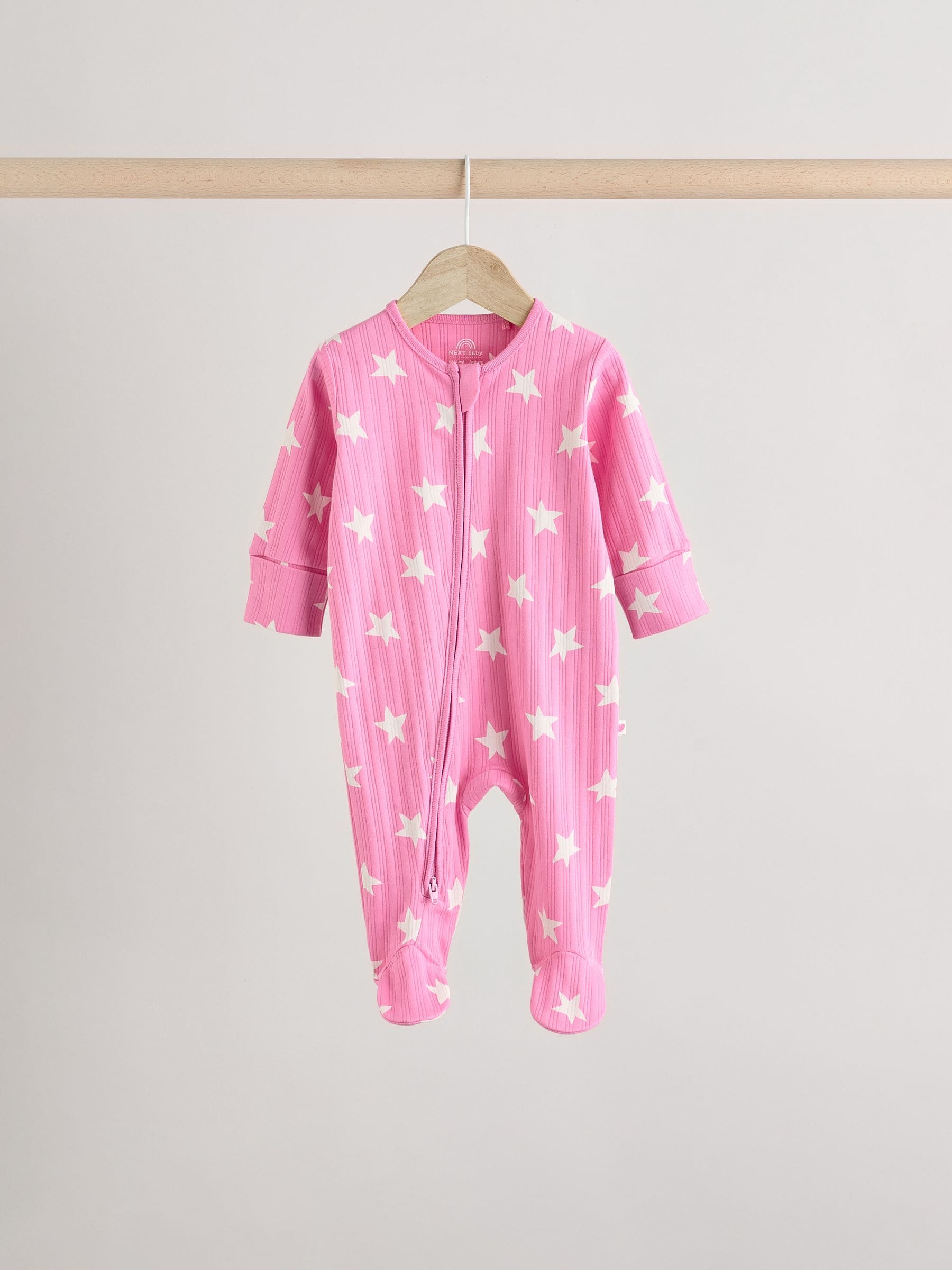 Roze - 3 Pack Baby-pyjama's met tweewegrits (0mnd -2jr)